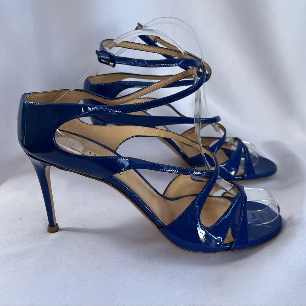 CASADEI Blue Strappy Heels 9 US - Picture 2 of 7